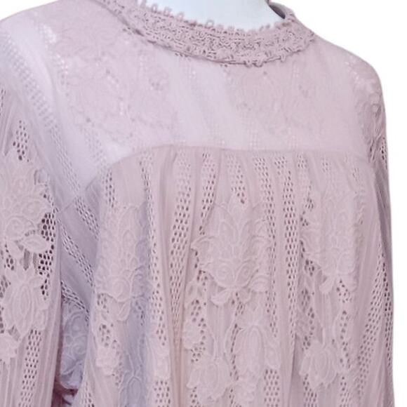 Lacey Boho Fairy Tunic Top Blouse XL Pastel Lavender Purple Flowy Yoke‎ Girly - Picture 5 of 10